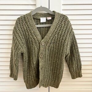 Zara Kids Green Khaki Cardigan Sweater